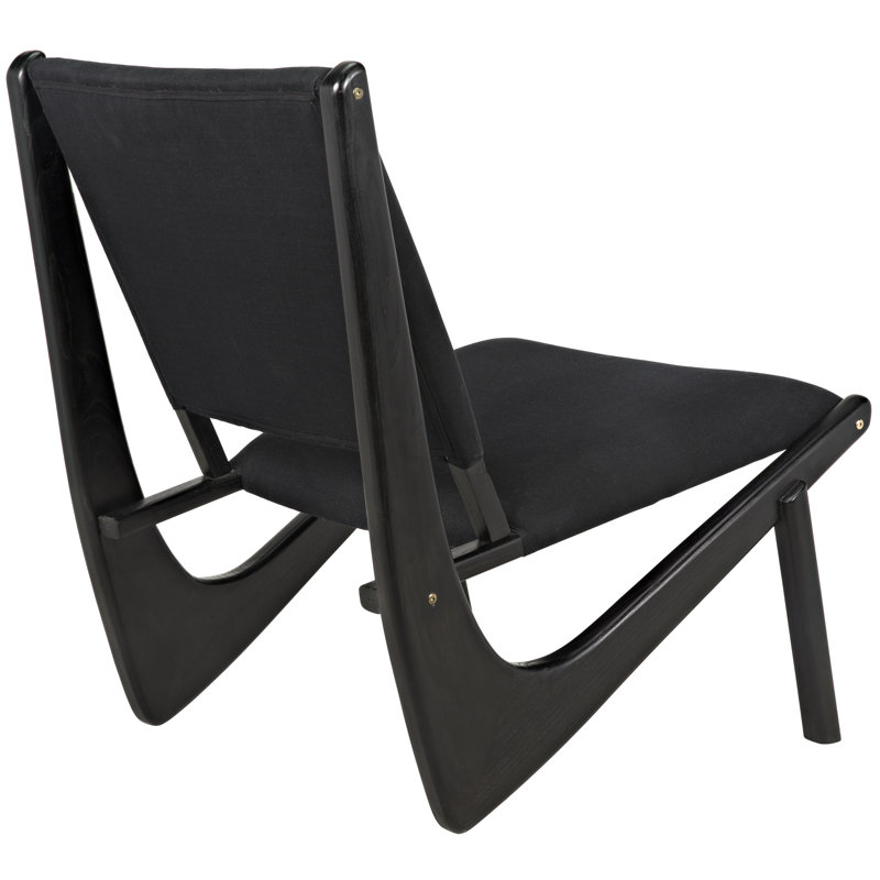 Handcrafted Black Distressed Wood Boomerang Chair