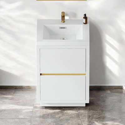 Meuble-lavabo simple autoportant de 24 po avec plateau en résine Beira