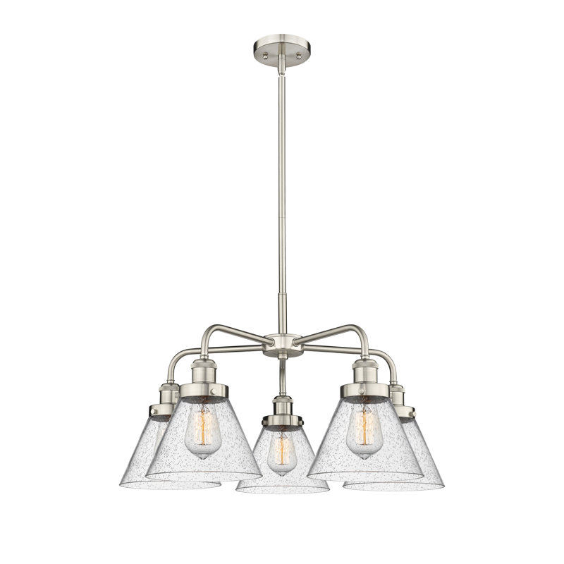Lustre suspendu 5 lumières Cone, Grainé, Nickel satiné