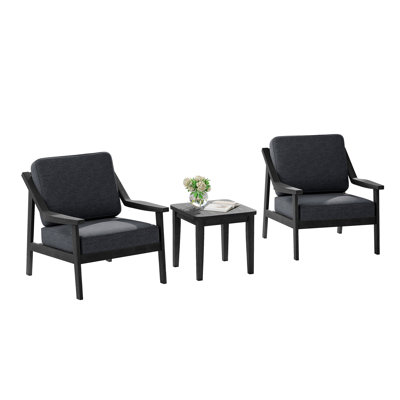 Brano Teak Outdoor Two-person Patio Set With Cushions And Side Table