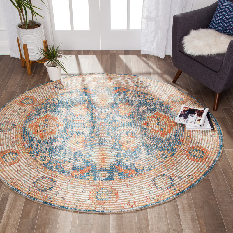 Evansville Flatweave Oriental Indoor Rug, Round 4'