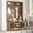 Beitske 5-in-1 Hall Tree with Storage Bench and Magnetic Doors, Retro Entryway Organizer with Coat Rack, Shoe Cubbies, Hooks & Upper Shelf for Foyer or Mudroom-1420875950