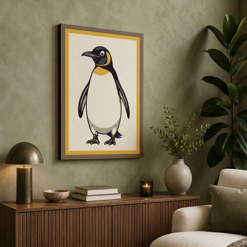Emperor Penguin Modern - Wrapped Canvas, 36x24 - 91.4 x 61.0 cm, Ochre Border
