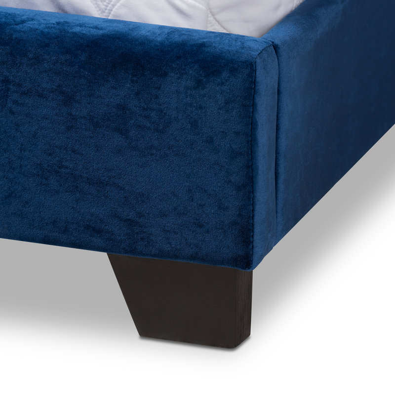 Lit tapissier standard Millison, Double, Bleu marine