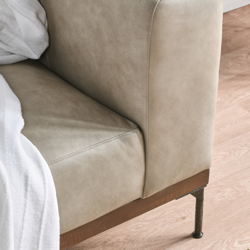 Bentley 95'' Leather Match Square Arm Sofa, Gray Leather Match