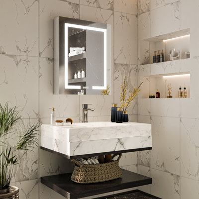 Led Lighting Medicine Cabinet With 3 Adjustable Shelves Recessed Or Surface Mounted Right Hand