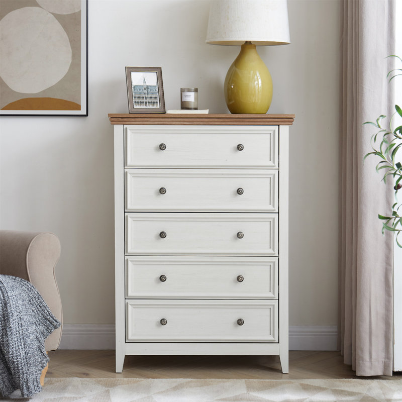 Commode 5 tiroirs Modern, Beige