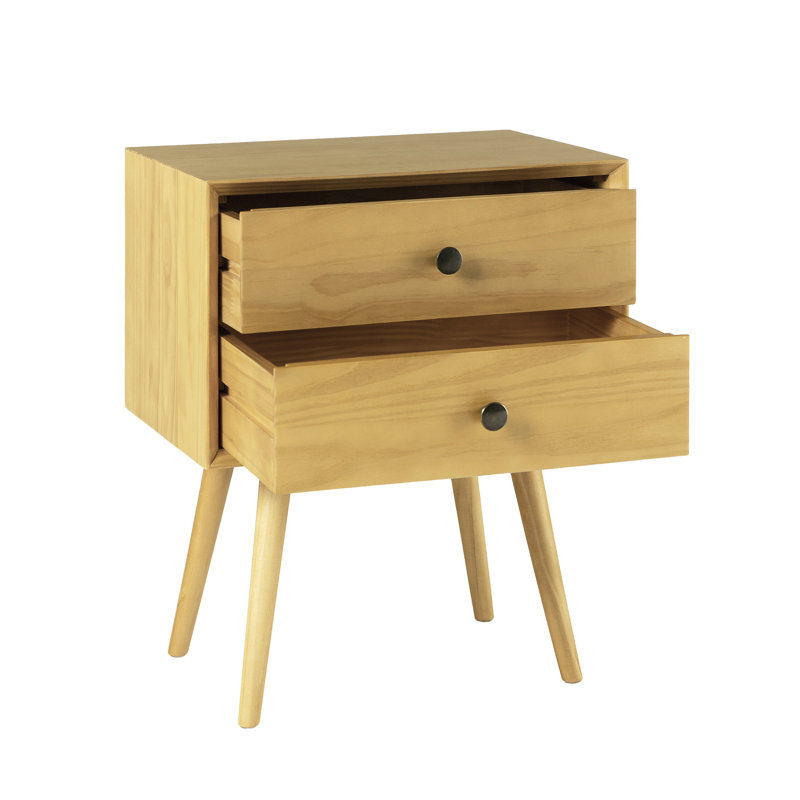 Solid Wood Bedside Table, Light Oak