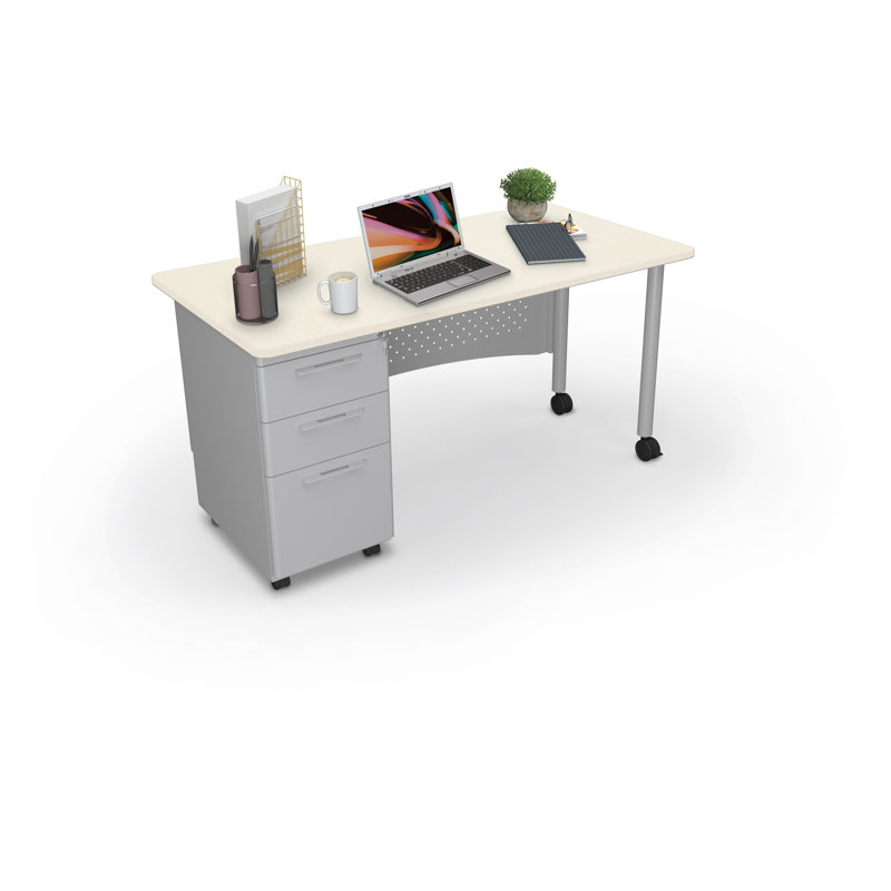 Bureau à caisson simple Avid (6030) trame neutre, Crème/gris