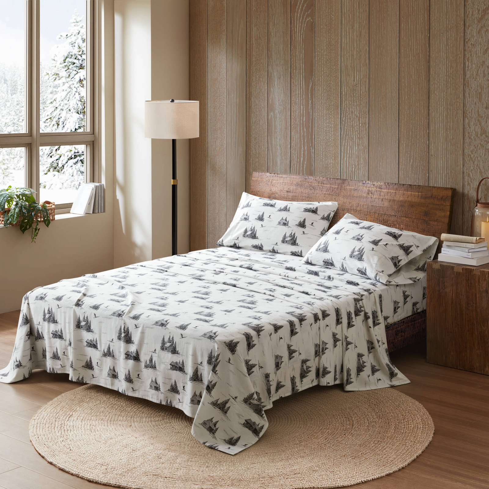 Woolrich Cotton Flannel Sheet Set, Twin, Ski Cabin