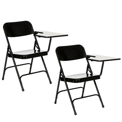 Chaise pliante en métal avec accoudoirs tablette Bernadine, paquet de 2