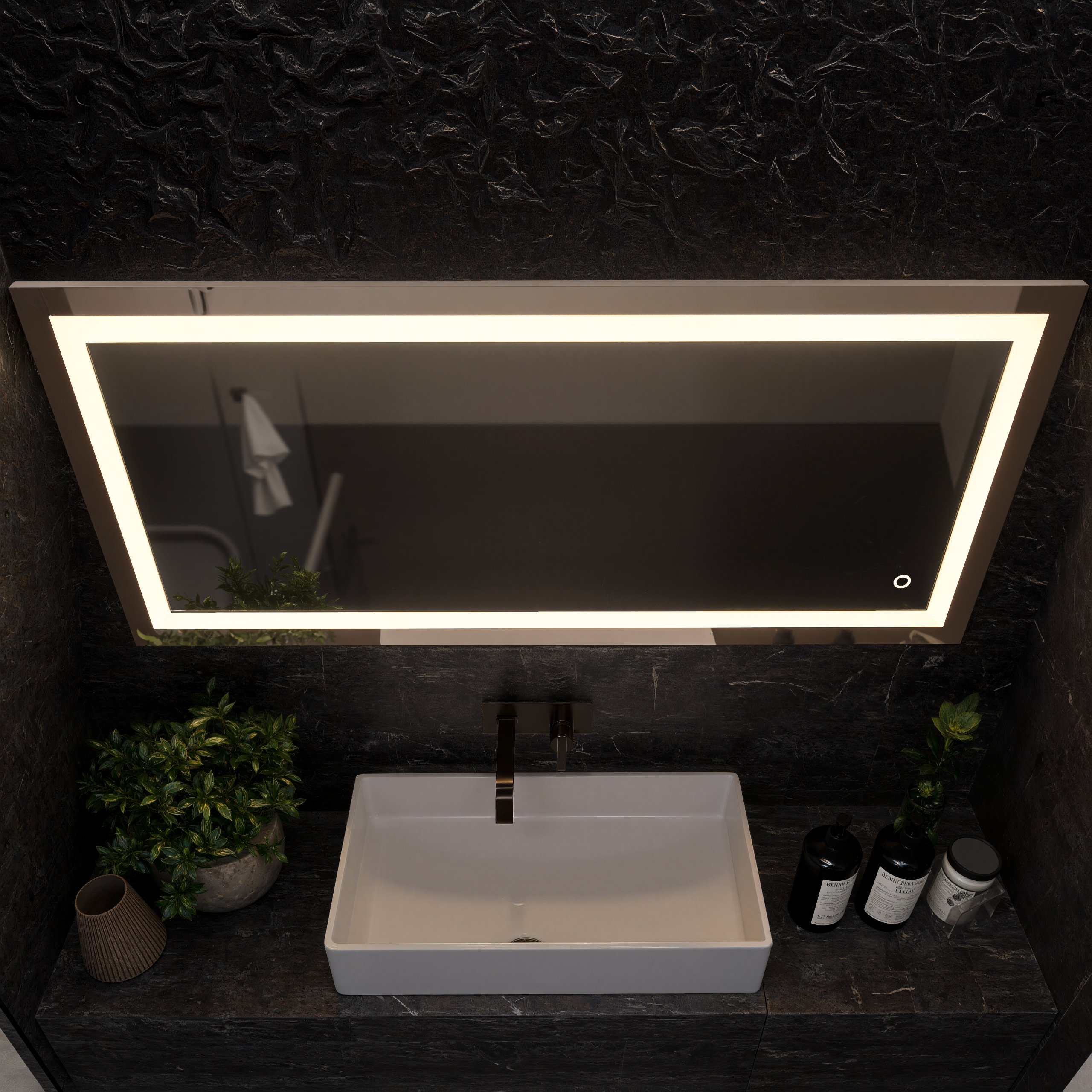 Wen Lighting Bathroom Mirror with LED Lights Dimmable 3 Colors LED ...