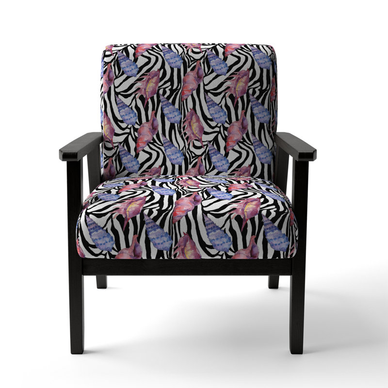Fauteuil d'appoint rembourré bleu et mauve sur fond zébré I - Cabin & Lodge