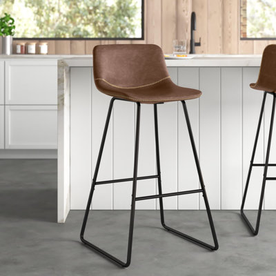 Hambrook Faux Leather Sled Base Bar and Counter Stool