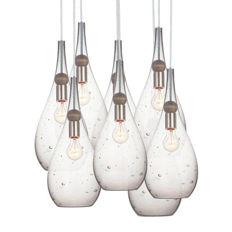 Earth 8 - Light Chandelier, 108" H x 24" W x 24" D, Brushed Nickel, No