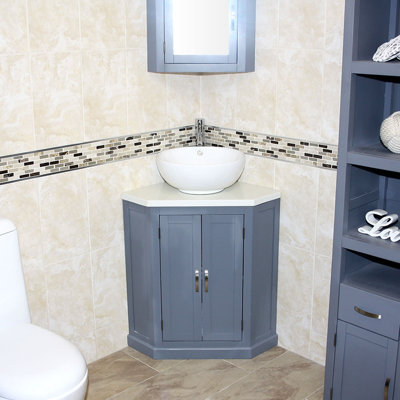 Andralyn 550mm Single Bathroom Vanity with Vessel Stone Basin