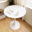 Table de salle à manger blanche de style Mid-Century rond de 31,5 po avec plateau et base piédestal, pouvant accueillir 2 à 4 personnes confortablement dans un style bureau