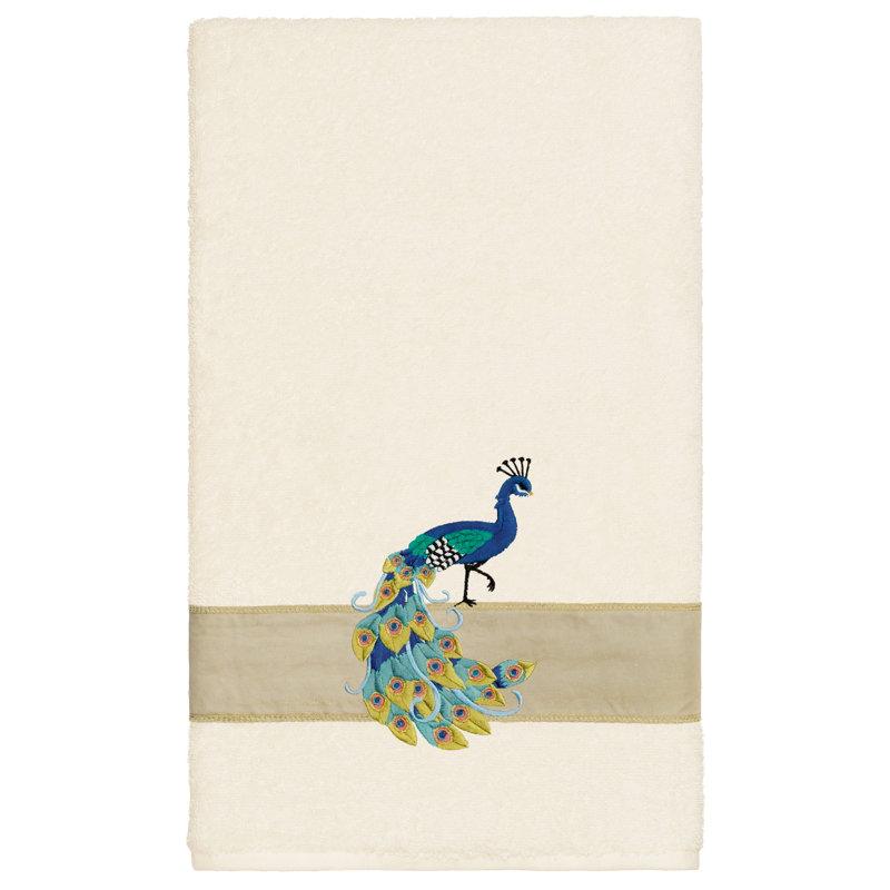 Serviette de bain 100% coton PENELOPE 2PC Embellished Bath Towel Set, Crème