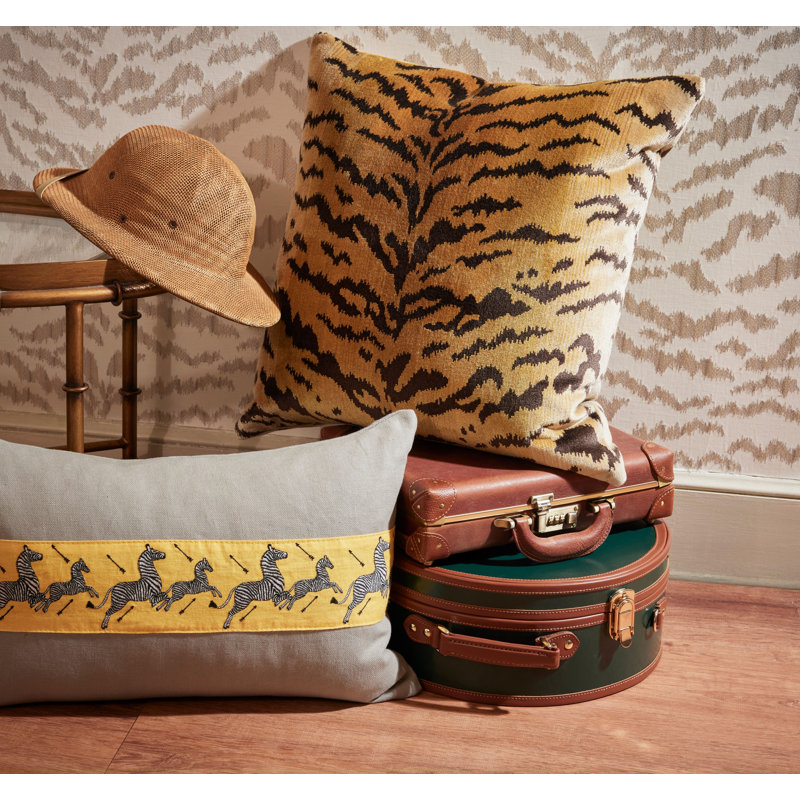 Housse et insert d'oreiller Wild Glamour, H 22 po x l 22 po, Ivoire / or / noir, Carré