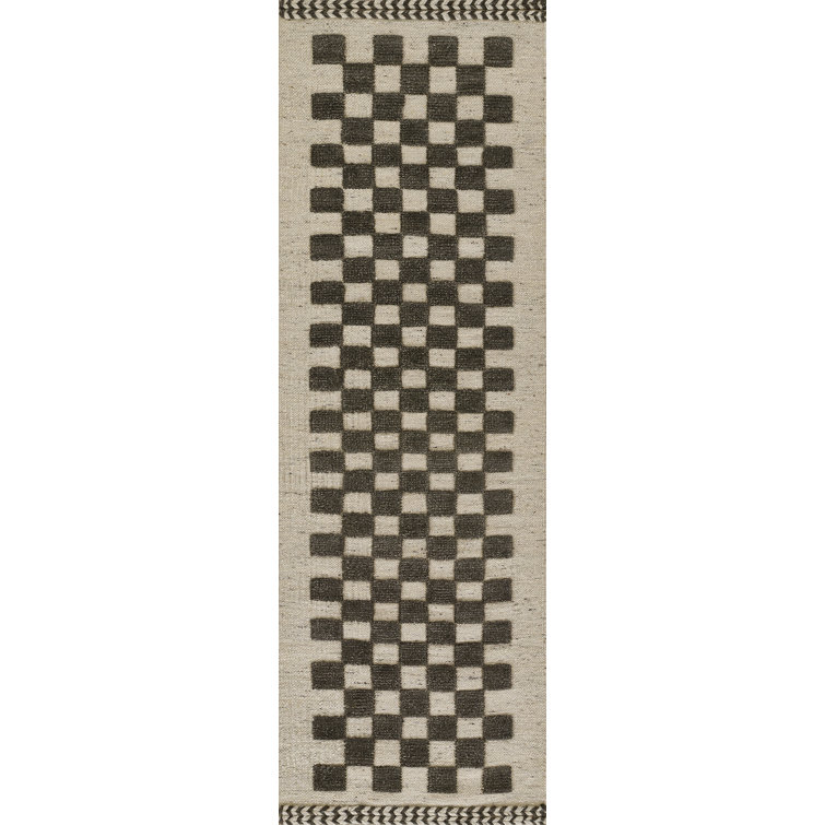 Tapis gris anthracite / beige en laine tissé à plat à la main Azle