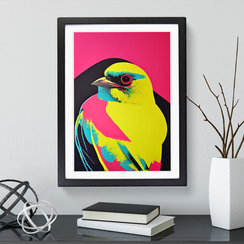 Technicolour Bird No.3 Abstract - Single Picture Frame Print, Black Framed, 46cm H x 34cm W x 2cm D