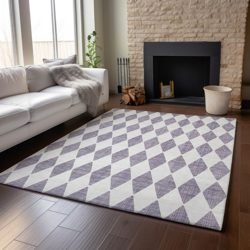 Premium Machine Washable Cerrito AMF578 Purple Rug, Rectangle 5' x 7'6"