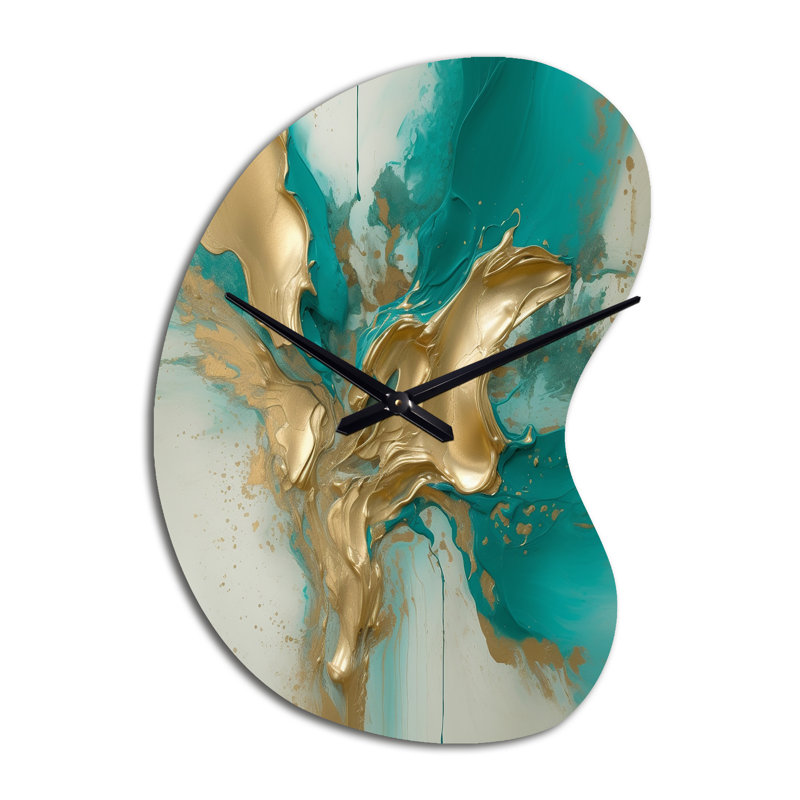 Horloge murale or et turquoise, Grand