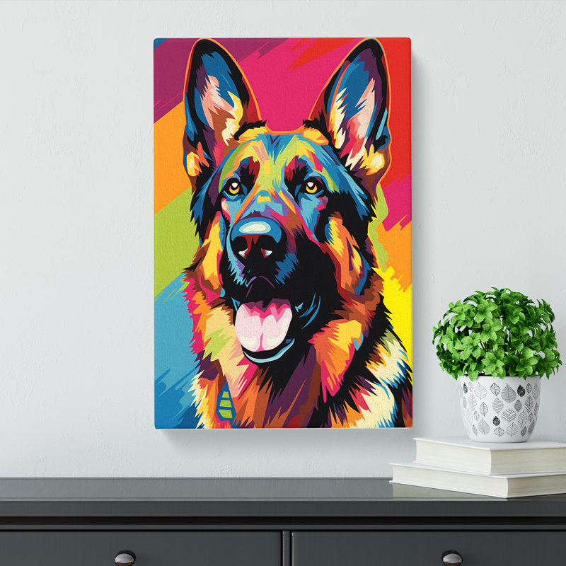 German Shepherd Pop No.2 - Wrapped Canvas, 60cm H x 40cm W x 3cm D
