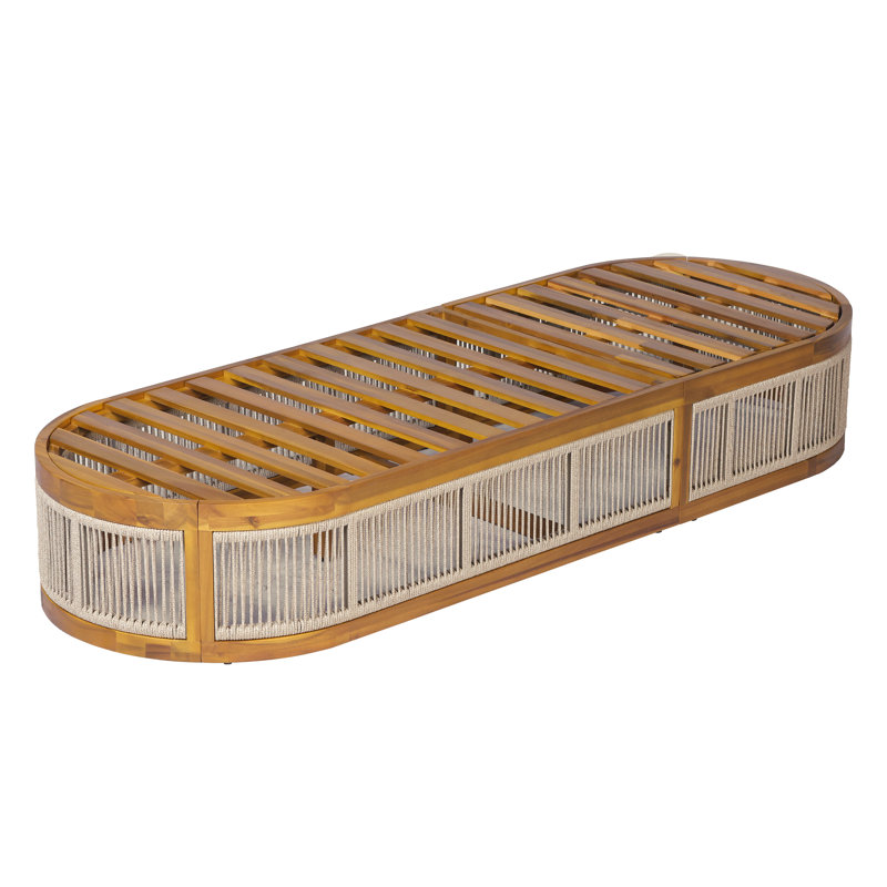 Structure de chaise longue d'extérieur en bois d'acacia du Vietnam Aelis, Multi Brown Rope/Teak