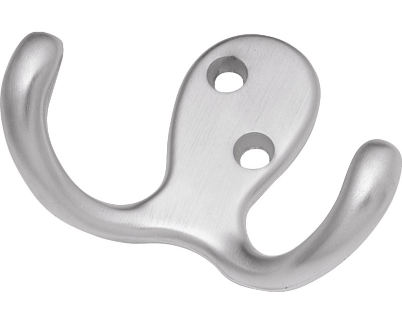 Utility Zinc Wall Wall Hook, Satin Silver Cloud