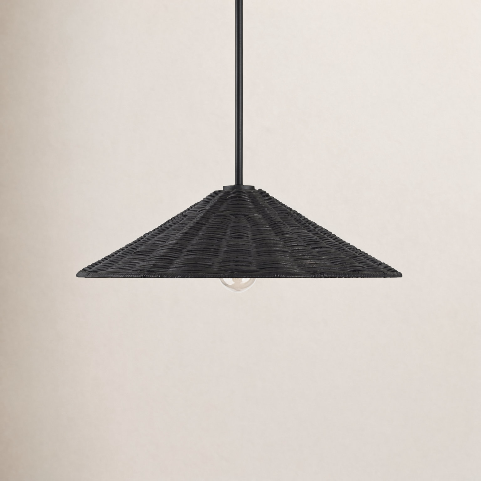 Lilliana 1-Light Dimmable Height Adjustable Pendant, Matte Black, 5" H x 20" W x 20" D
