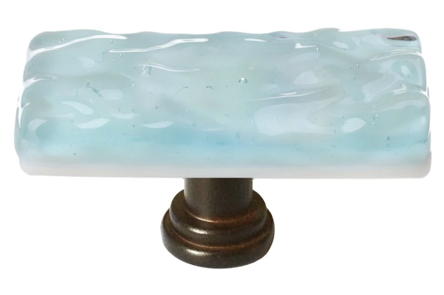 Glacier Skinny Rectangular Cabinet Knob, Oil Rubbed Bronze, Light Aqua