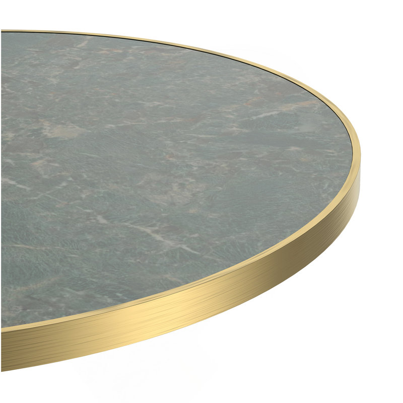 Table bistro ronde de 31,5 pouces avec plateau en faux marbre et plateau en métal robuste, facile à assembler, diamètre de la structure en métal robuste