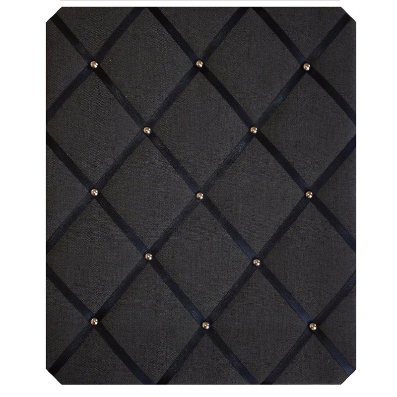 Fabric Covered, 48cm H x 40cm W, Black/Chrome