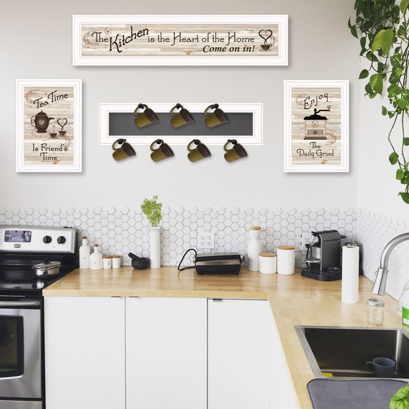 " Kitchen IV " by Trendy Decor 4U 4 - Pieces, White Framed
