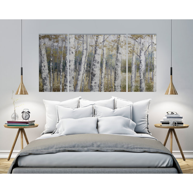 Oversized Hidden Birch Canvas Wall Art Set in Neutral Tones