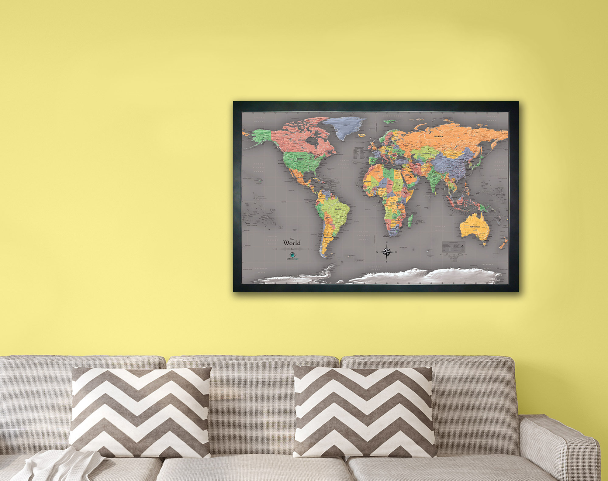 House Of Doolittle Mappa Del Mondo Laminata 96x63 Cm - Scrivibile E Cancellabile Con Pennarello - Per Ufficio, Scuola, Decorazione