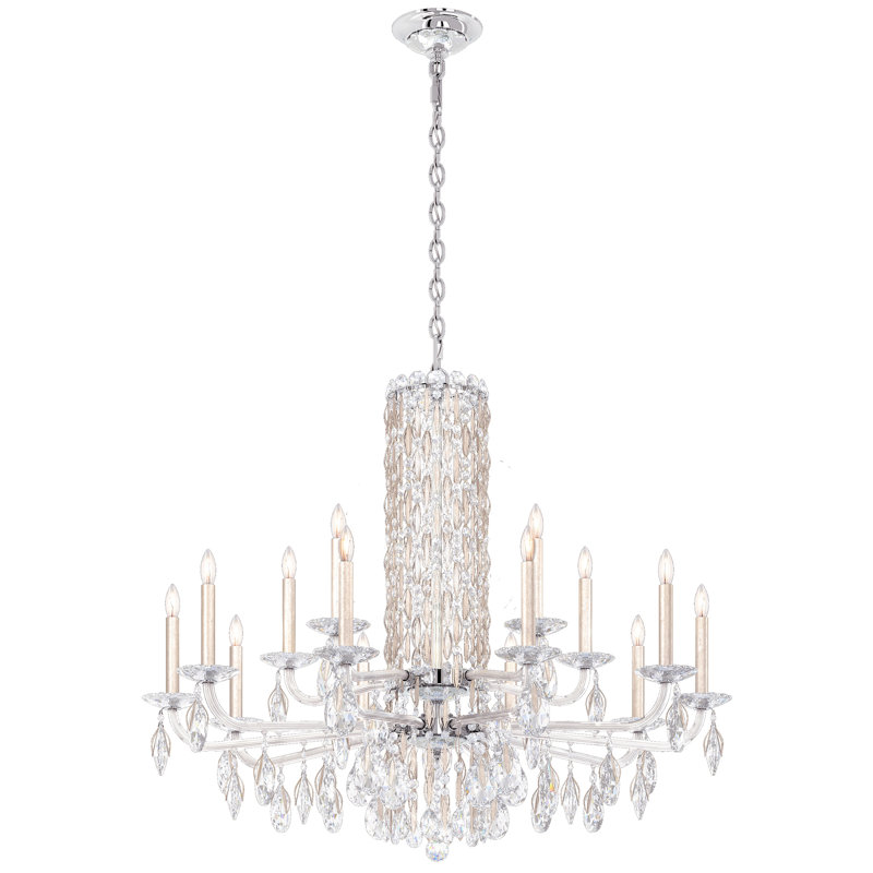 Siena 15 Light 41in x 35in Chandelier in Heirloom Gold with Clear Radiance Crystals, Chinese (K9), Antique Silver