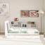 Lit plateforme en bois avec tête de lit, tablettes et 2 tiroirs-460657819-460657818