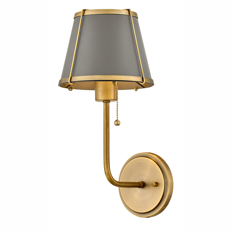 Clarke One Light Medium Wall Sconce with On/Off Pull Chain, Lacquered Dark Brass