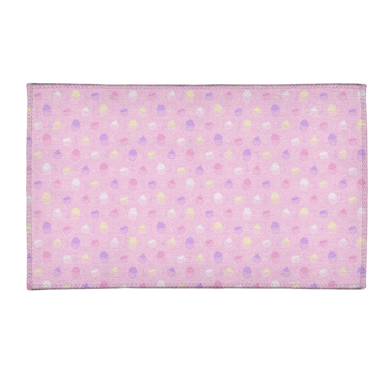 Tapis de zone rose petits gâteaux classic, Rectangle 5 pi x 7 pi