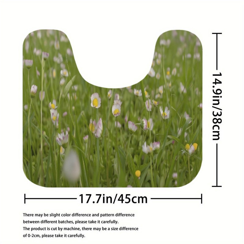 Ensemble de 3 tapis de salle de bain Green Daisy Meadow Cottagecore Home