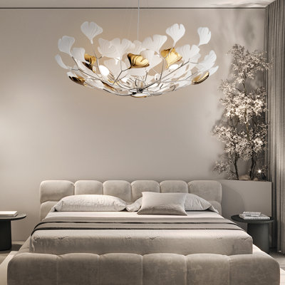 Ceramic Ginkgo Leaf  Kimberland 6 - Light Chandelier L31.5 Inch Branch Chandelier