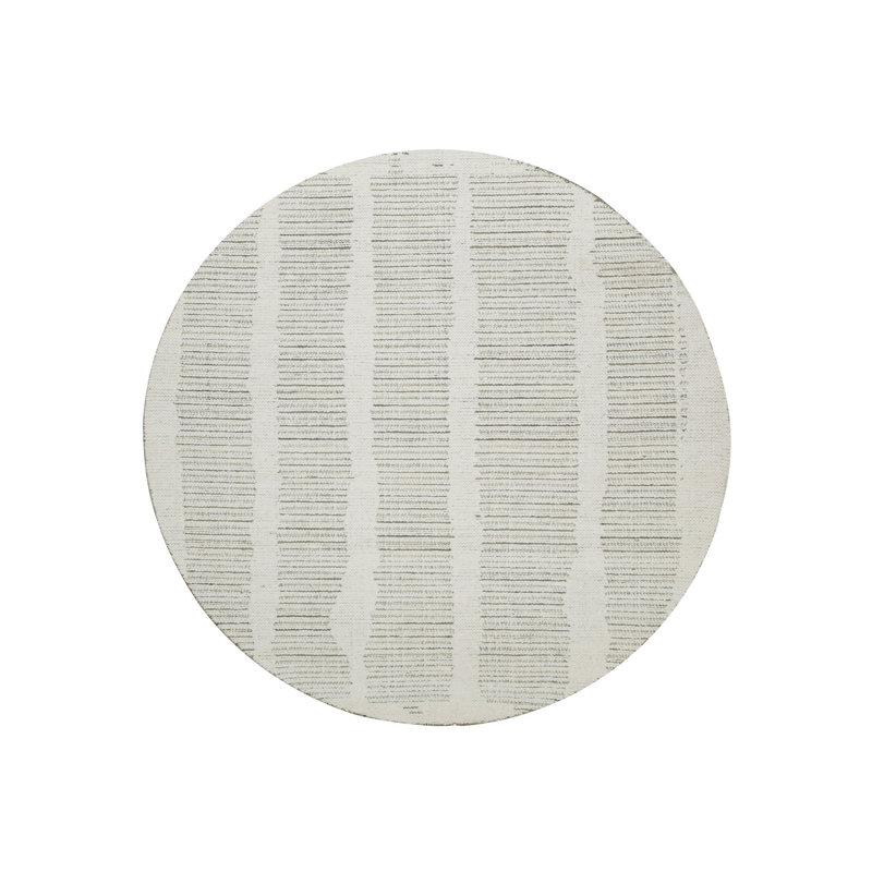 Tapis oriental rond en laine ivoire tissé à la main 5 pi 10 po x 5 pi 10 po , Rond 5 pi 10 po