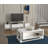 Modern TV Stand with Wall Mount Capability, White & Gold, 63.0 x 19.6 x 18.1 inches | 100% Melamine Coated Particle Board, 0.7 inches Thick | Multiple Shelves for Additional Storage, Stylish & Functional Design