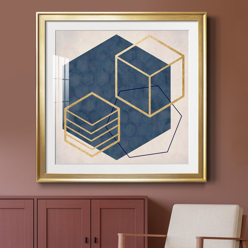 Geo II - cadre photo, Papier encadré doré, H 34,5 po x l 34,5 po x P 1,5 po