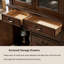 Armoire à vin verticale en bois massif à deux niveaux 62,99 "avec portes vitrées et rangement à plusieurs tiroirs
