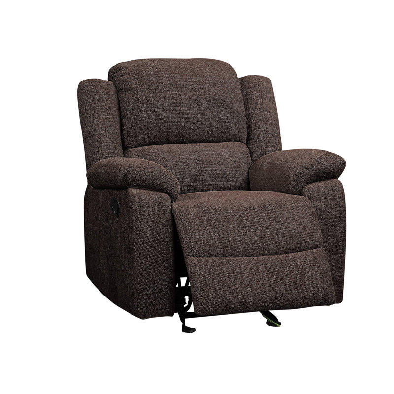 Brown Velvet Recliner with Wood Frame