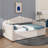 Upholstered  Daybed With Adjustable Height Pop Up Trundle Twin Bed And USB & Type-C Charging Port, Day Bed Frame With 2 Side Pockets, No Box-Spring Needed-1751402828
