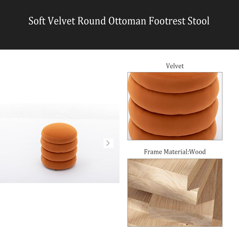 Repose-pieds Soft, Velours orange